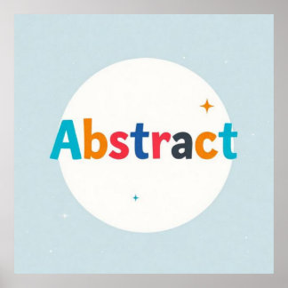 Póster Palabra ABSTRACT multicolor sobre círculo blanco