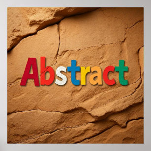 Póster Palabra ABSTRACT multicolor sobre paisaje árido
