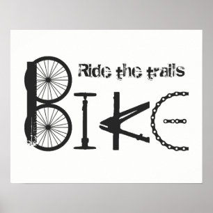 Póster Palabra de bicicleta "Viaja por caminos" de partes