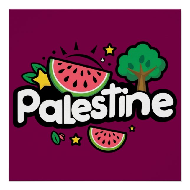 Póster Palabra palestina escueta rodeada por un árbol de  (Anverso)