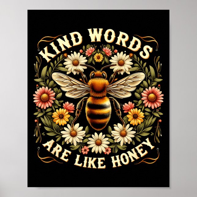 Póster Palabras amables cristianas abejas son como miel R (Frente)