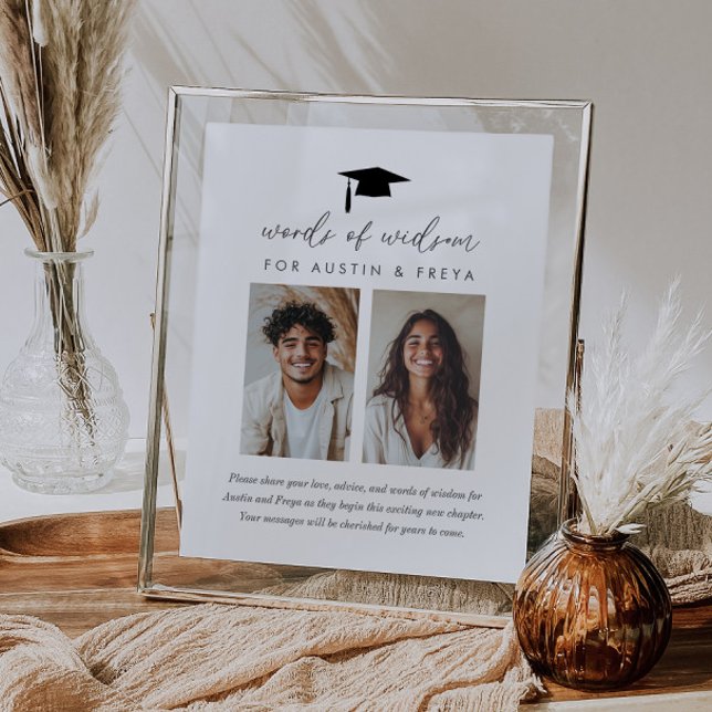 Póster Palabras conjuntas de graduación del Poster de sab (Zazzle Joint Graduation Words of Wisdom Poster)