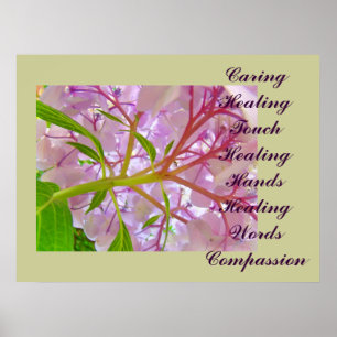 Póster Palabras curativas de manos de curación de contact