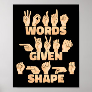 Póster Palabras de Lengua de Señas Americana Asl Dadas Fo
