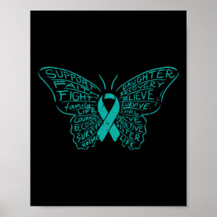 Póster Palabras de mariposa Cinta Verde azulada Soporte C