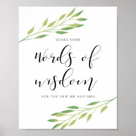 Póster Palabras de sabiduría La acuarela deja el signo bo