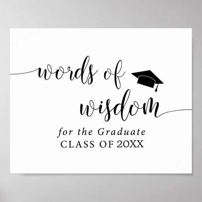 Póster Palabras de sabiduría para graduado | Rótulo de gr (Frente)