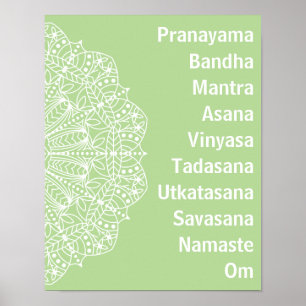 Póster Palabras de yoga Mandala blanca