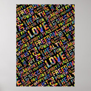 Póster Palabras Del Modo Espíritu / Pensamiento Positivo