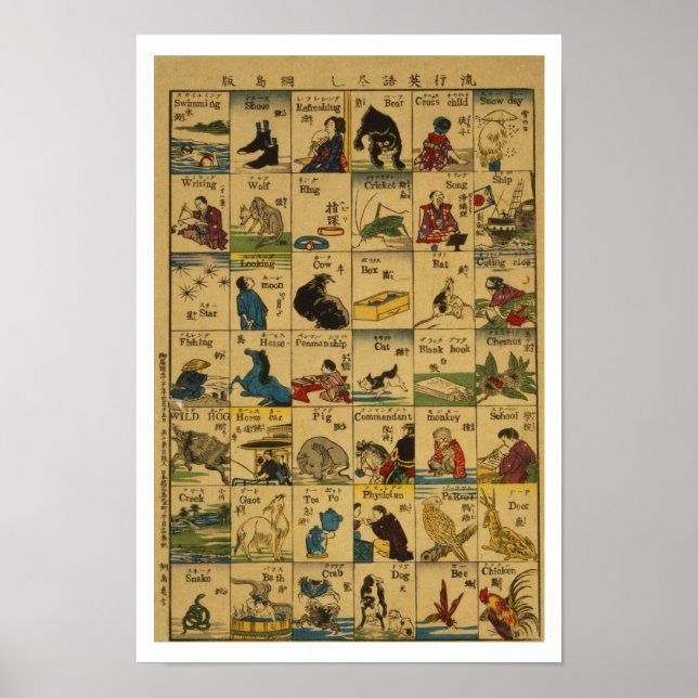 Póster Palabras en japonés e inglés: ORIGINAL INTOCADO (Frente)