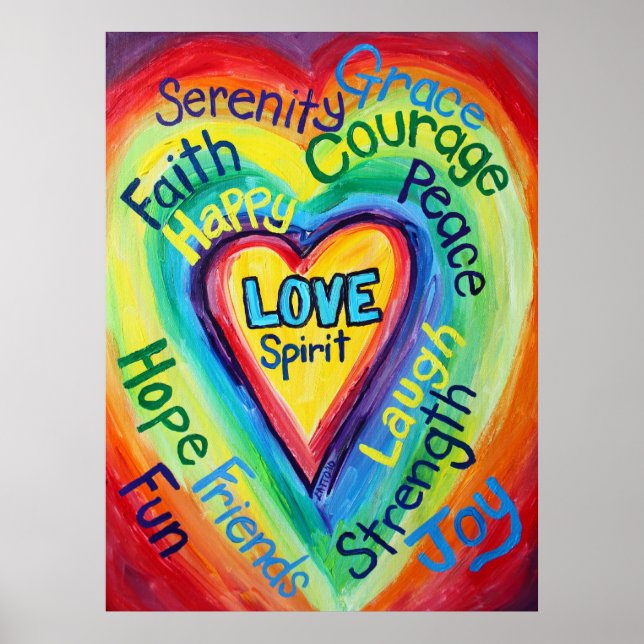 Póster Palabras espirituales del corazón del arcoiris Imp (Frente)
