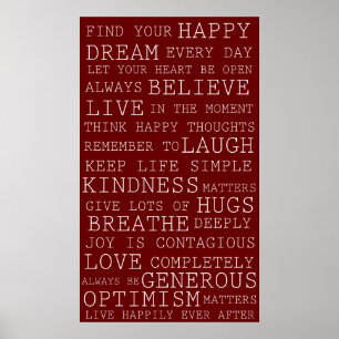 Póster Palabras inspiradas de los pensamientos positivos