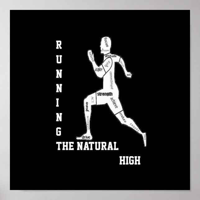 Póster Palabras motivacionales, correr - lo natural alto (Frente)