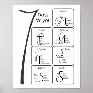 Póster palabras positivas para tus 7 días