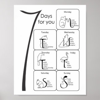 Póster palabras positivas para tus 7 días