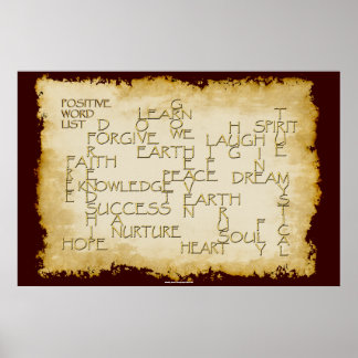 Póster PALABRAS POSITIVAS Texto de oro 3D sobre el Poster