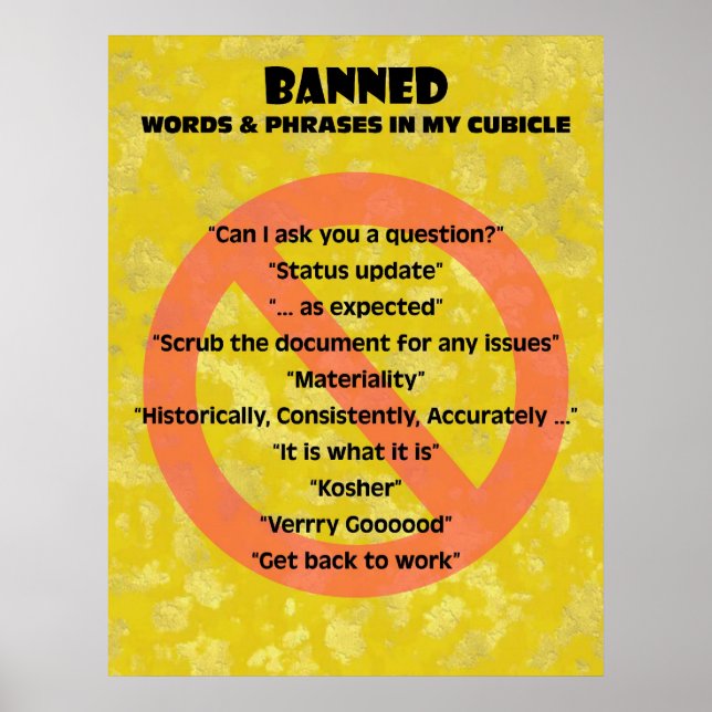 Póster Palabras y frases prohibidas de "theCUBICLE" (Frente)