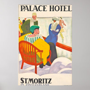 Póster Palace Hotel Saint Moritz Suiza Vintage