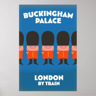 Póster Palacio de Buckingham Londres en tren