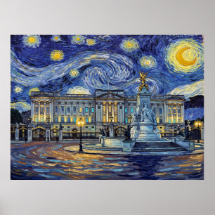 Póster Palacio de Buckingham Noche Estrellada Paisaje His