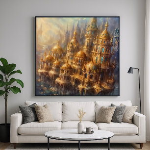 Póster Palacio de la Ciudad de Oro - Estilo de fantasía m