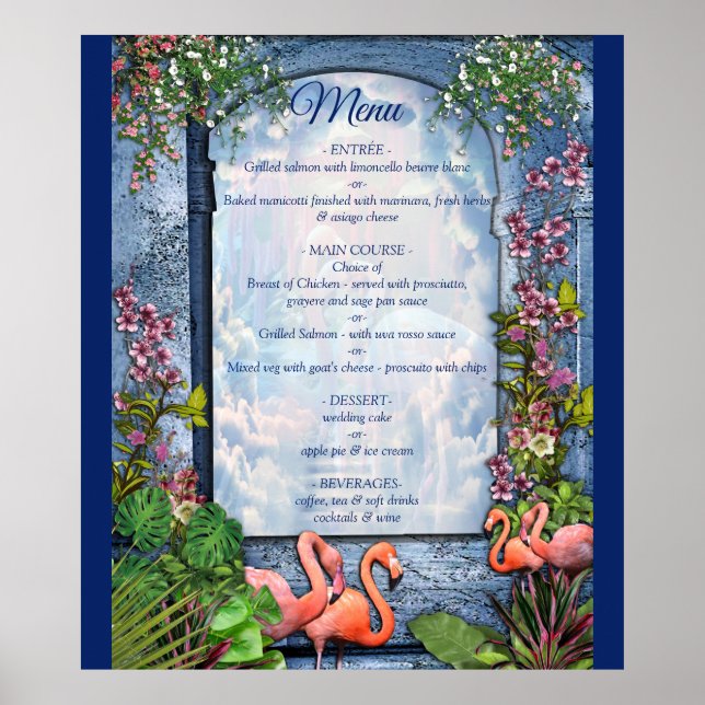 Póster Palacio de Mármol Azul de época tropical (Frente)