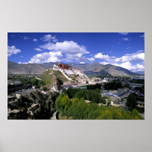 Póster Palacio de Potala en la cordillera desde aher