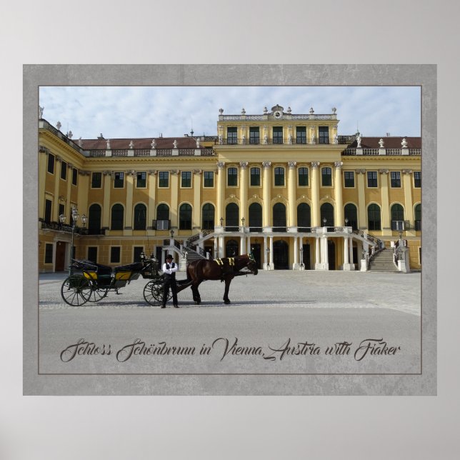 Póster Palacio de Schönbrunn en Viena, Austria con Fiaker (Frente)