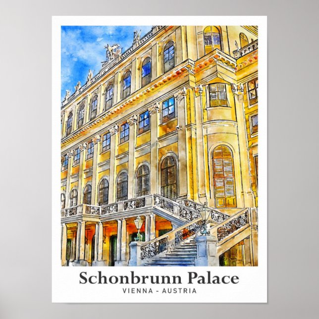 Póster Palacio de Schonbrunn Viena Austria Turística (Frente)