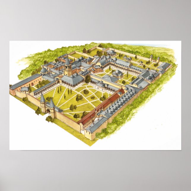 Póster Palacio de Topkapi. Istambul Turquey. Vista aérea (Frente)