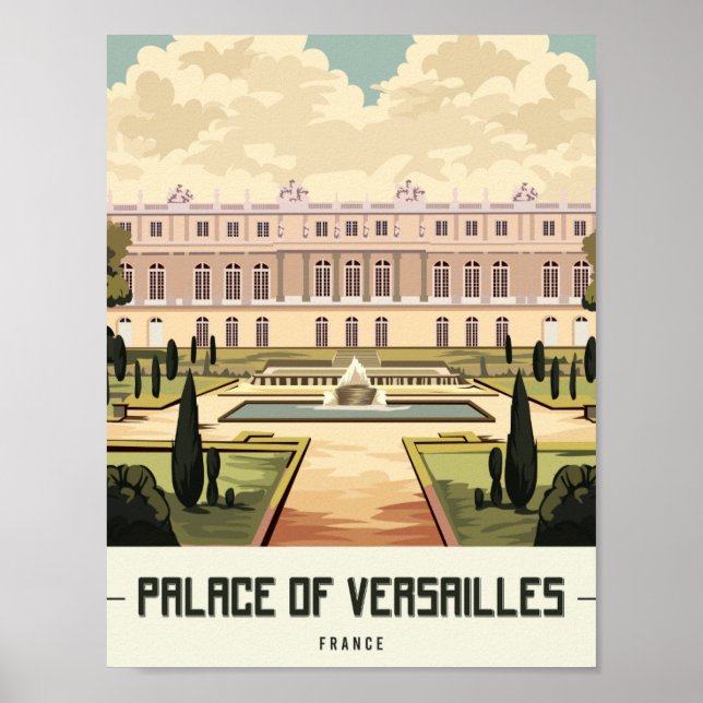 Póster Palacio de Versalles París Francia Lugar de viaje (Frente)