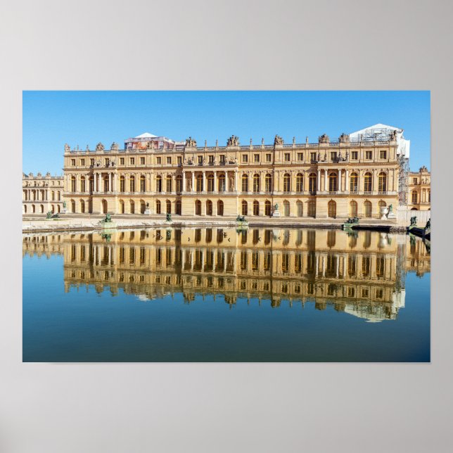 Póster Palacio de Versalles y reflexión en un estanque (Frente)