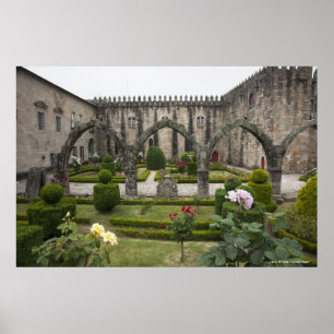 Póster Palacio del arzobispo de Braga con el jardín