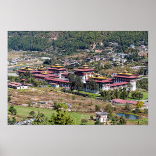 Póster palacio del rey en Thimphu - Bután