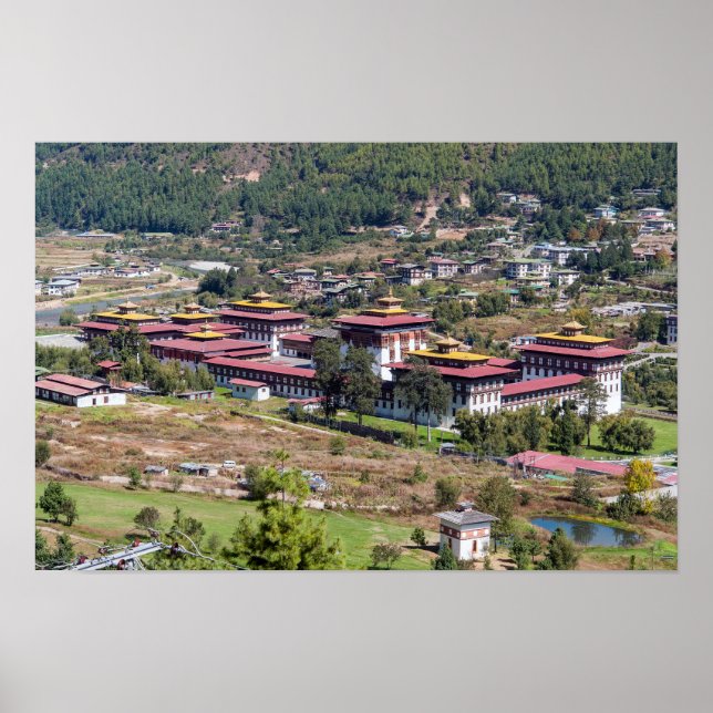 Póster palacio del rey en Thimphu - Bután (Frente)