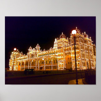 Póster Palacio Mysore iluminado
