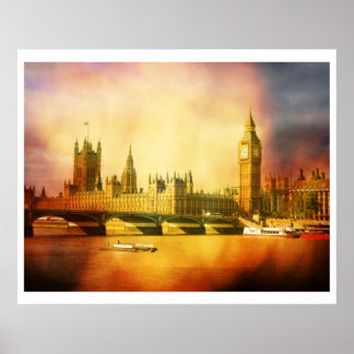 Póster Palacio Westminster y Puente