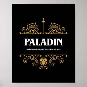 Póster Paladin Class Tabletop RPG Gaming