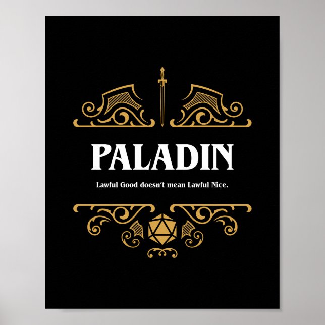 Póster Paladin Class Tabletop RPG Gaming (Frente)