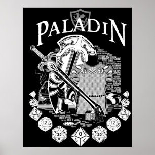 Póster Paladín de la serie RPG - Texto blanco