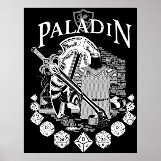 Póster Paladín de la serie RPG - Texto blanco