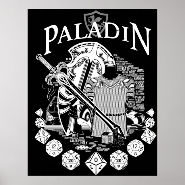 Póster Paladín de la serie RPG - Texto blanco (Frente)