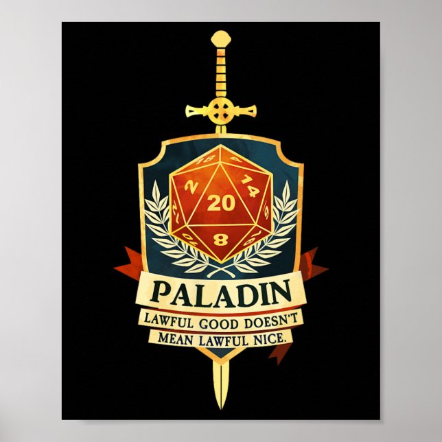 Póster Paladin Fantasy Rpg Trpg Gamer Cl  (Frente)
