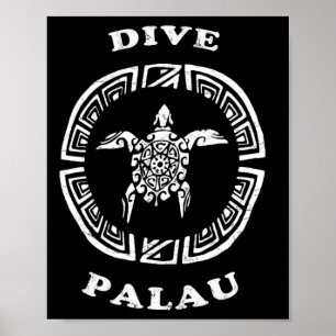 Póster Palau de buceo Vintage Retro Tril Tortuga Vacacion