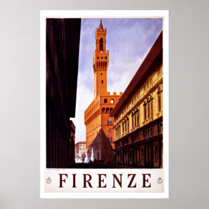 Póster Palazzo Vecchio, Florencia, Italia Viajes Vintage