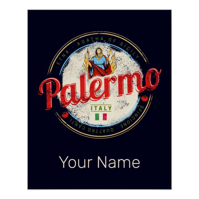 Póster Palermo Capital De Sicilia Italia Vintage Souvenir (Anverso)