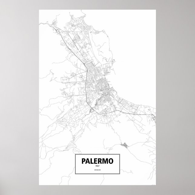 Póster Palermo, Italia (negro sobre blanco) (Frente)