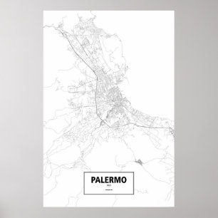 Póster Palermo, Italia (negro sobre blanco)