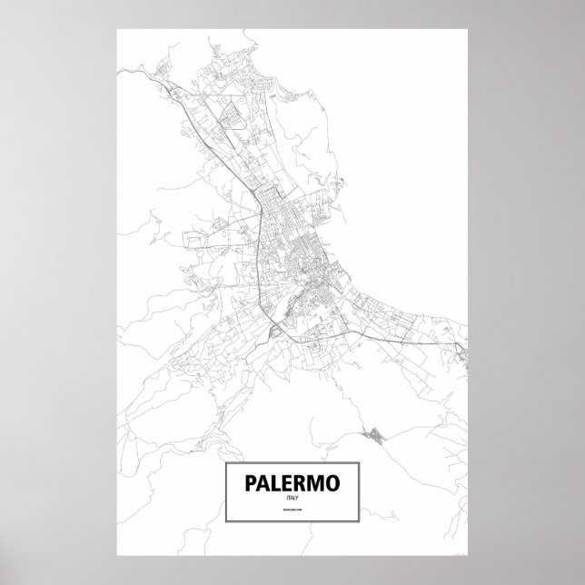 Póster Palermo, Italia (negro sobre blanco) (Frente)