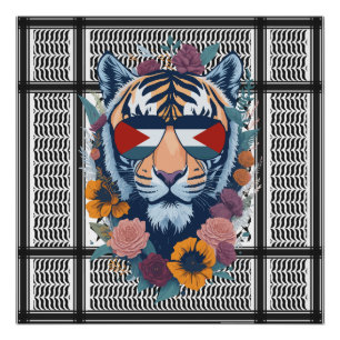 Póster Palestina Libre ÁRABE CON MAPA tigre